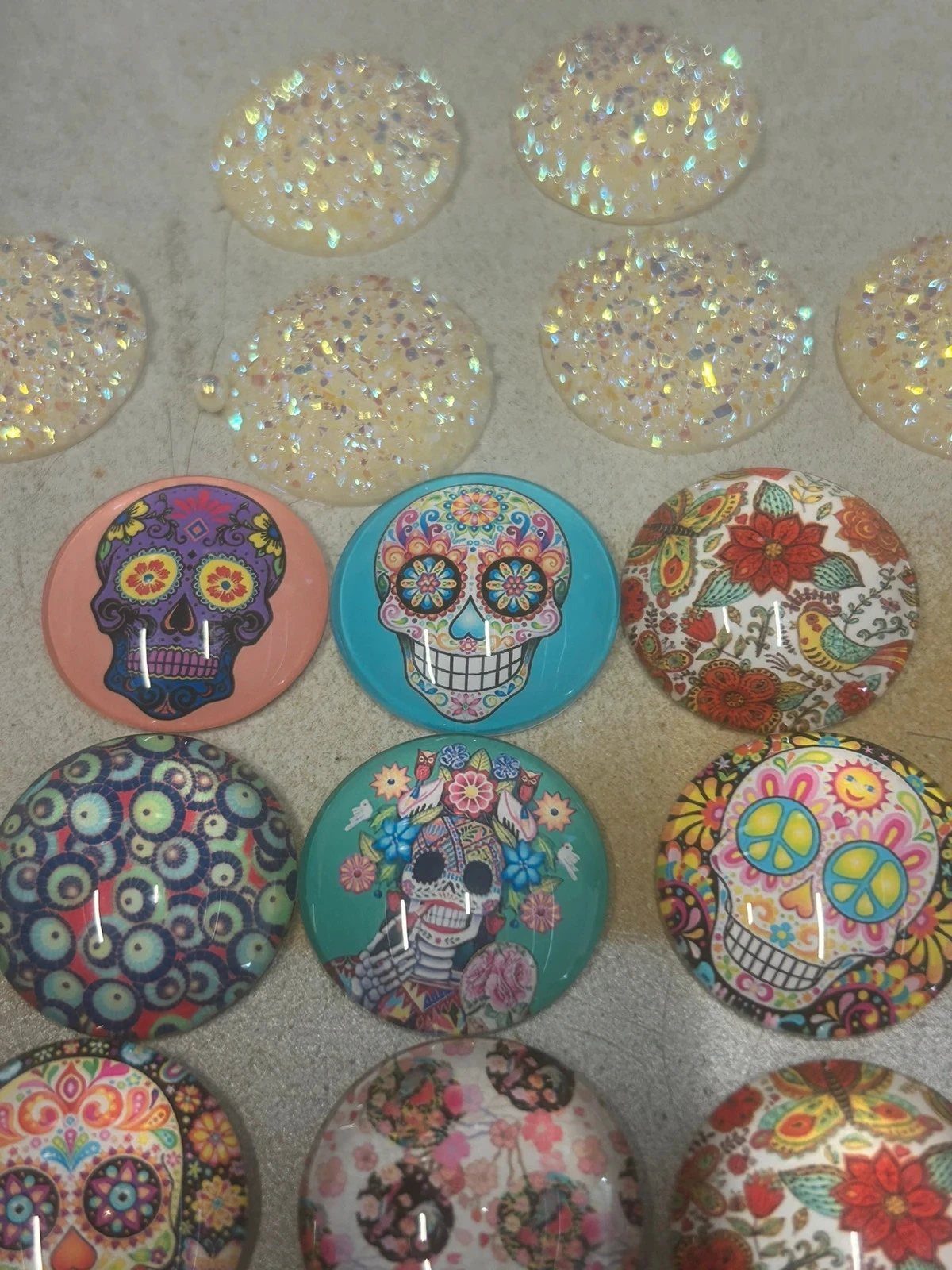 Lot de 13 cabochons verre 25mm + 6 acrylique paillettes offerts – photo 2